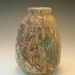 Wood fired vase with very heavy ash deposits