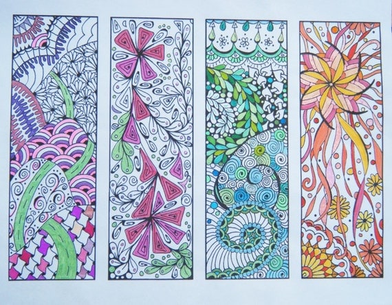 Bookmarks to Color Adult Coloring Page Instant Download