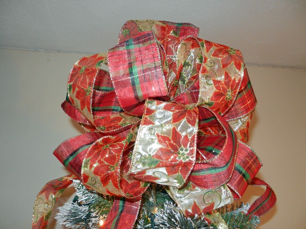 large christmas tree topper bow with a sheer ribbon printed large christmas tree topper bow with a sheer ribbon printed