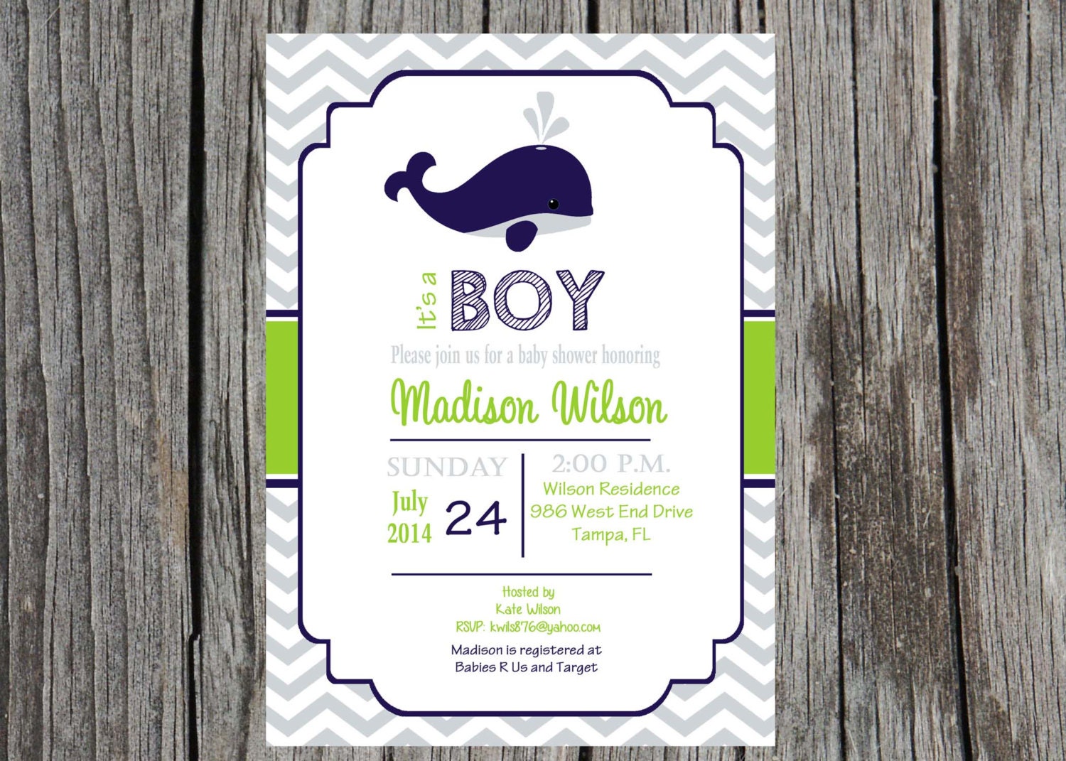 Whale Baby Shower Invitation nautical baby boy baby shower