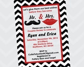 Mustache and Lips Bridal Shower Wedding Invitation, Mr. and Mrs. Shower Invitation, Printable or Printed Il_170x135