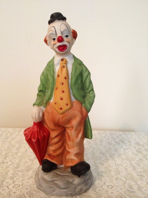 Vintage Collectible Clown Figurine Holding An By Touchofclass123