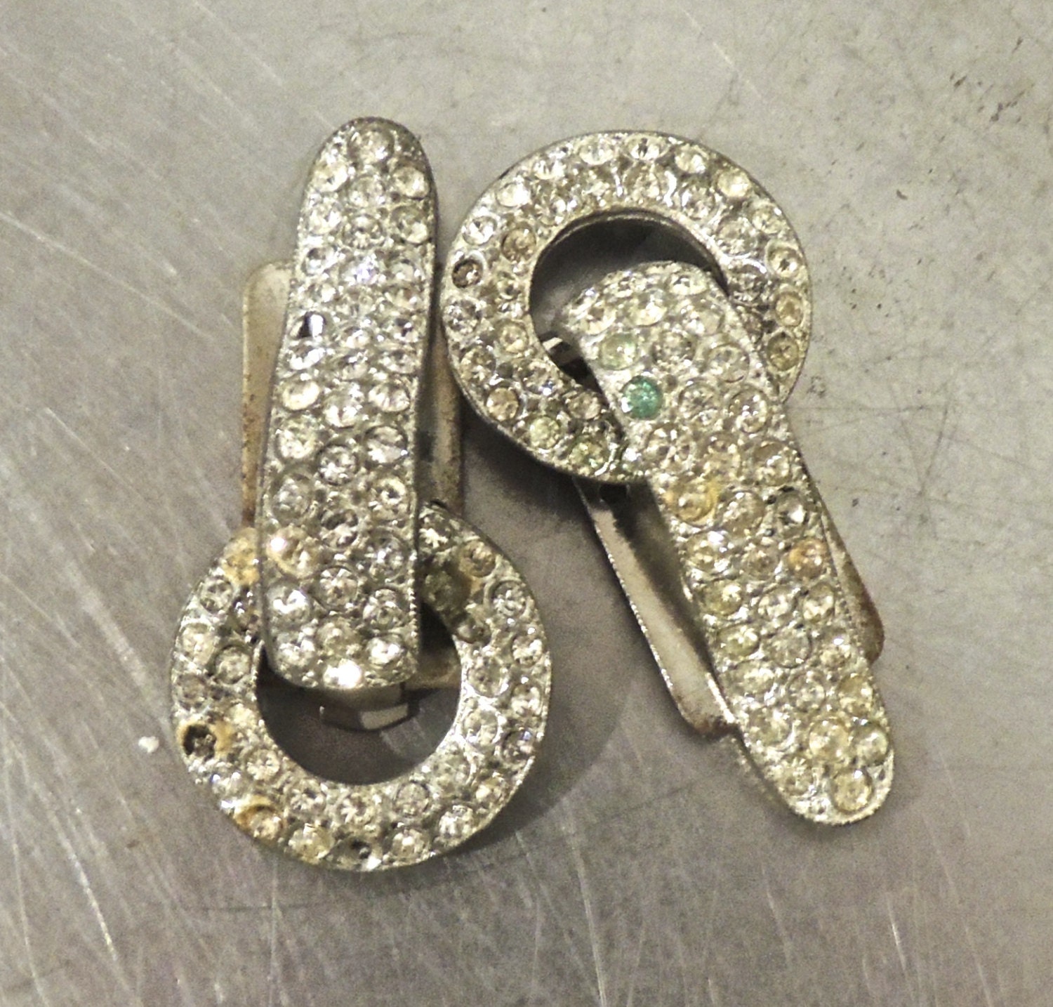 vintage rhinestone shoe clips 1920s30s art deco shoe by