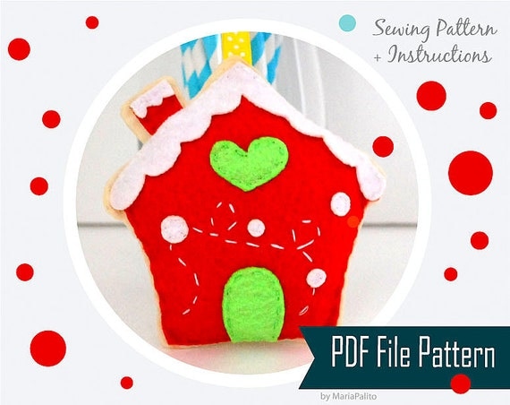 DIY Ginger Bread House Christmas House Sewing pattern - PDF ePATTERN , Christmas Ornament Instant Download A909 Il_570xn