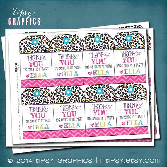 Tumble Jump Cheer Leopard Luggage Tags. Birthday Party Favor Tags by Tipsy Graphics Il_570xn