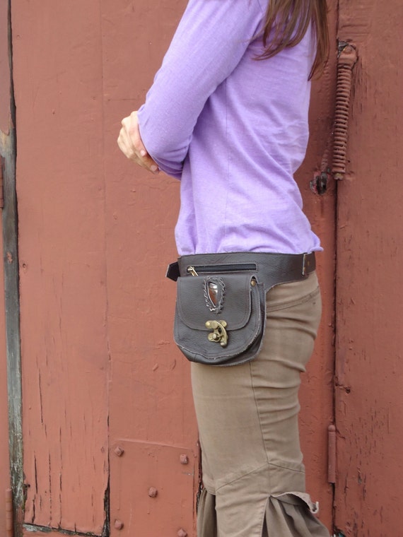 Leather Utility Belt Bag Hip Bag with Pockets Festival Belt