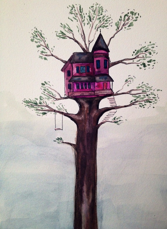 Purple Victorian Treehouse illustration by MCMstudentart on Etsy