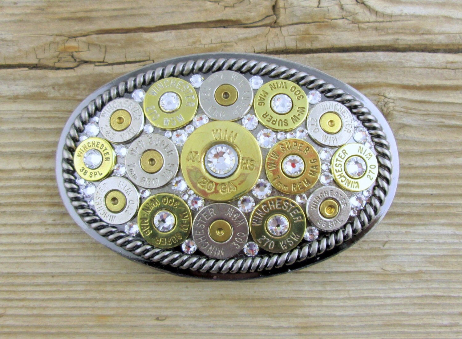 Bullet Belt Buckle / Oval Rope Border Bullet Belt Buckle