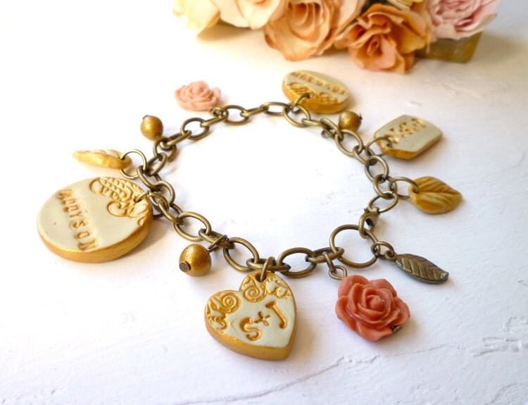 Family Charms Bracelet Custom name Bracelet Name by Palomaria