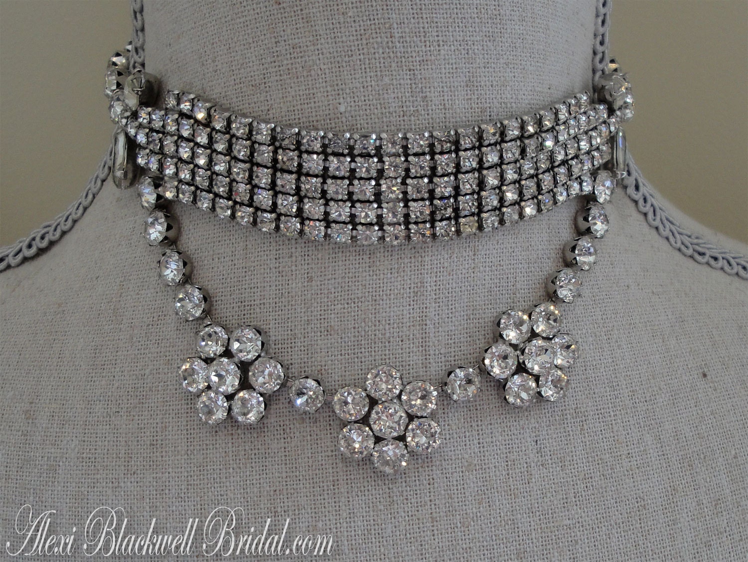 Vintage Rhinestone Necklace Choker signed by AlexiBlackwellBridal