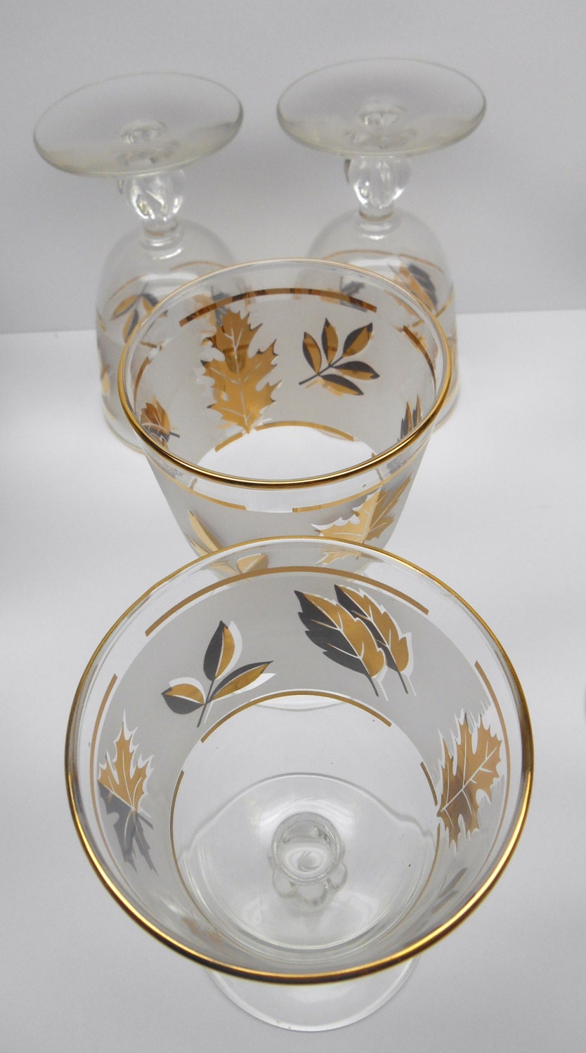 Vintage Gold Leaf Drinking Glasses