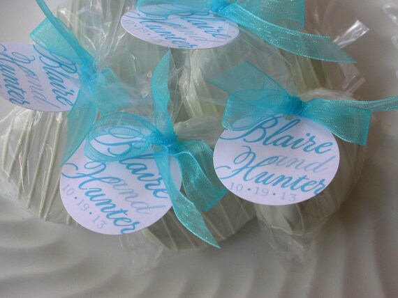 100 edible wedding cookie favors with custom tags - Gourmet Chocolate Dipped Oreo Cookies for bridal and baby showers, cookie party favors Il_570xn