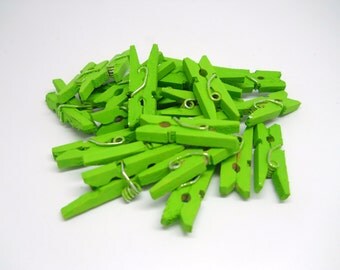 LIME Tiny Clothespins - 1 inch - Qty 25 - Rustic - Wood Clothespin - Favor bag clip - Minecraft party