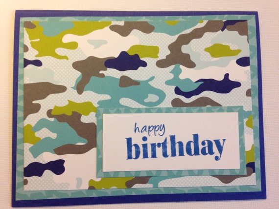 Camo Birthday card Camouflage Card Camoflage by AnniesPaperGarden