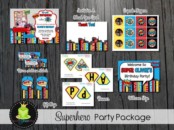 Superhero Party Package - Party Invite - Printable Il_570xn