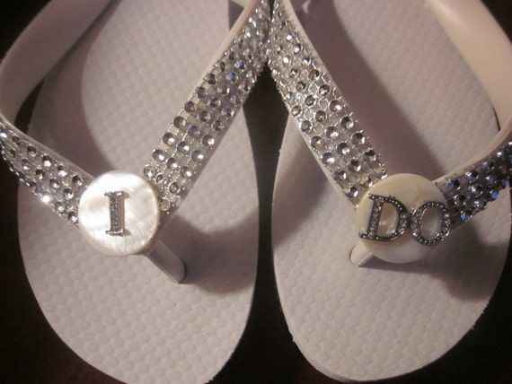 Personalized Bridal Flip Flops.Wedding Flip FlopsWEDGES for Bride.I ...