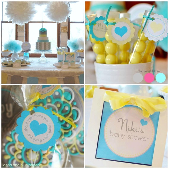 Damask Medallion Custom Baby Shower - PRINTABLE DIY Party Collection - available in pink, blue and gray Il_570xn