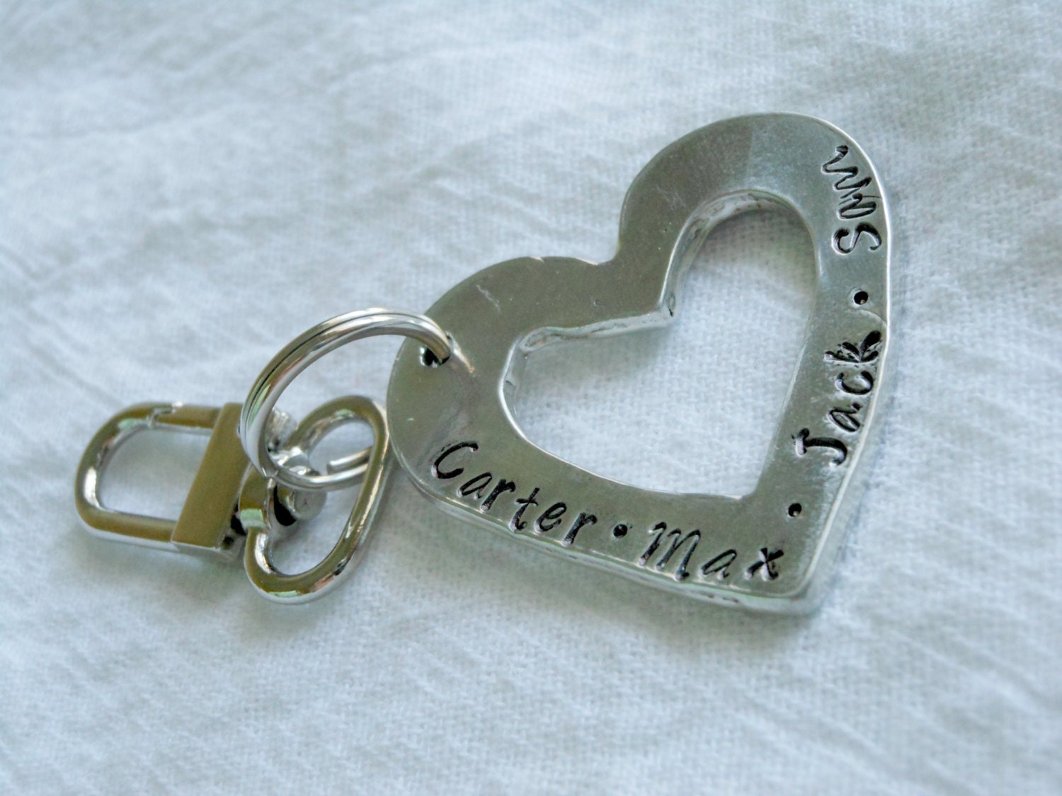 Hand Stamped Pewter Heart Keychain By Thehandstampedheart On Etsy