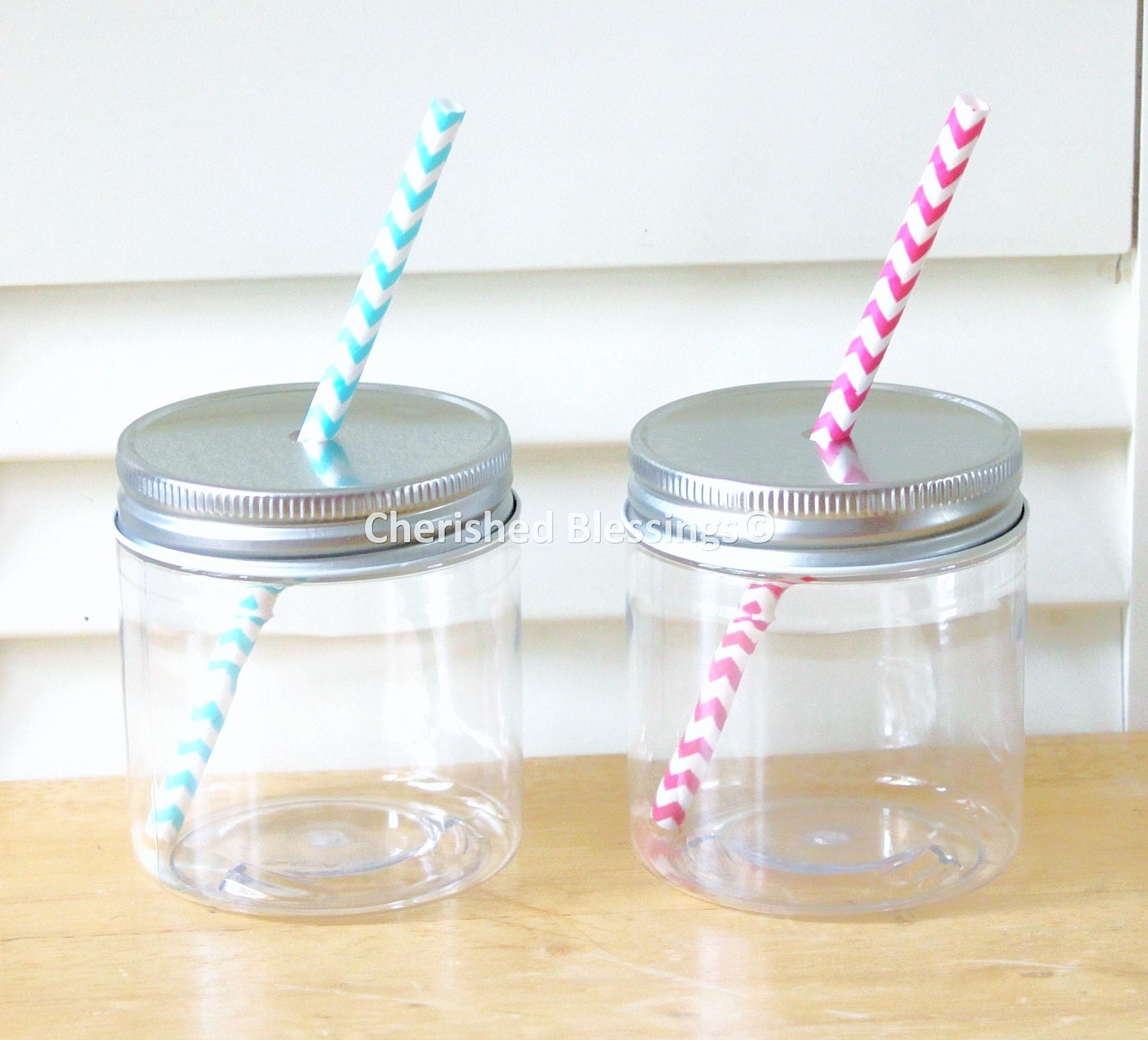 Plastic Mason Jars Mason Jar Lids with Straw Holes Straw
