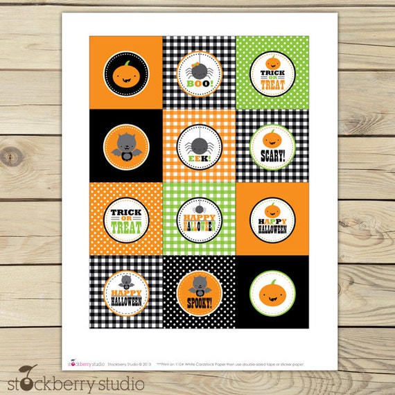 2 inch Halloween Printable Cupcake Toppers Favor Tags Il_570xn
