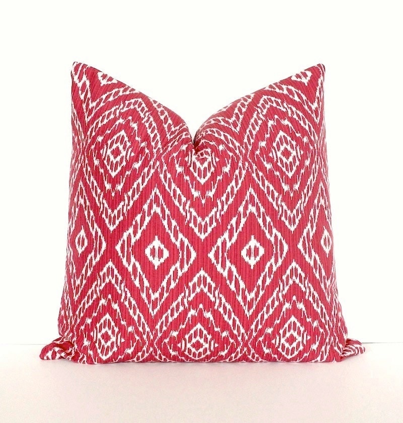 Ikat strie Modern Decorative Designer Pillow Cover 18 red