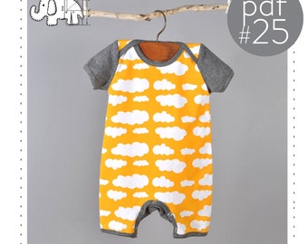 Shorts romper pdf sewing pattern // photo tutorial // sizes Preemie to 3T // #25