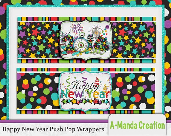 Happy New Year Printable Push Pop Wrappers for confetti Il_570xn