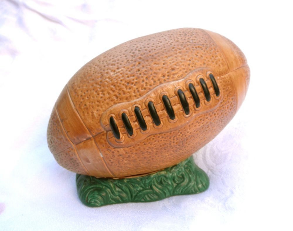 Napco Ceramic FOOTBALL PLANTER 70s Vase Man Cave 1970s Dude