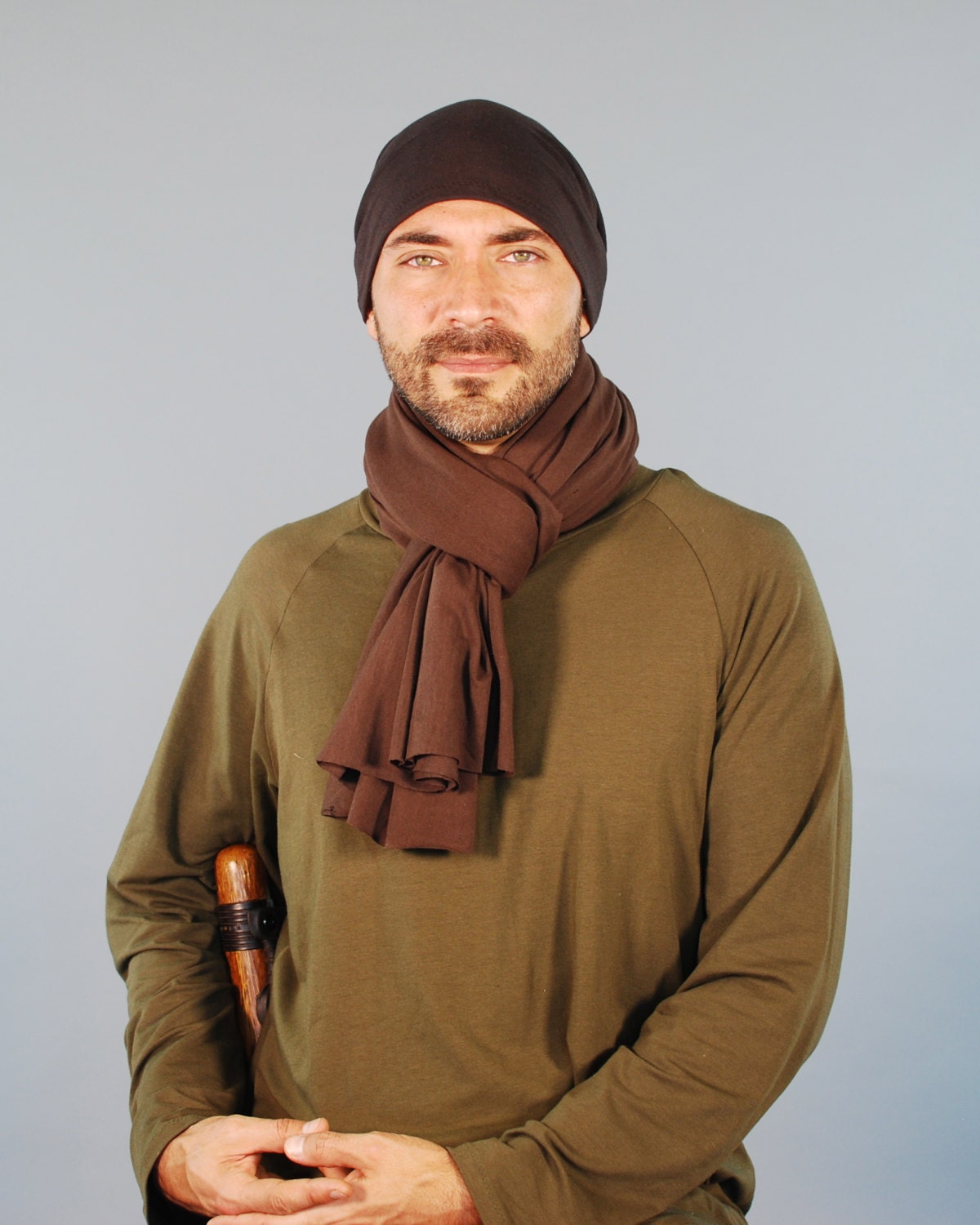 Unisex Scarf Men's Scarf Hemp Organic Cotton Black by SoulRole