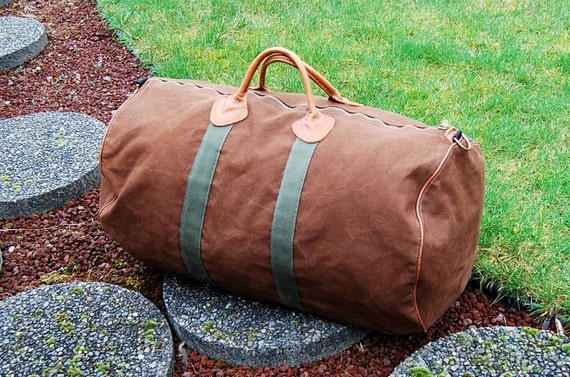 Vtg LL Bean Two-Tone Canvas Duffle Bag Tough by EmeraldCityRetro