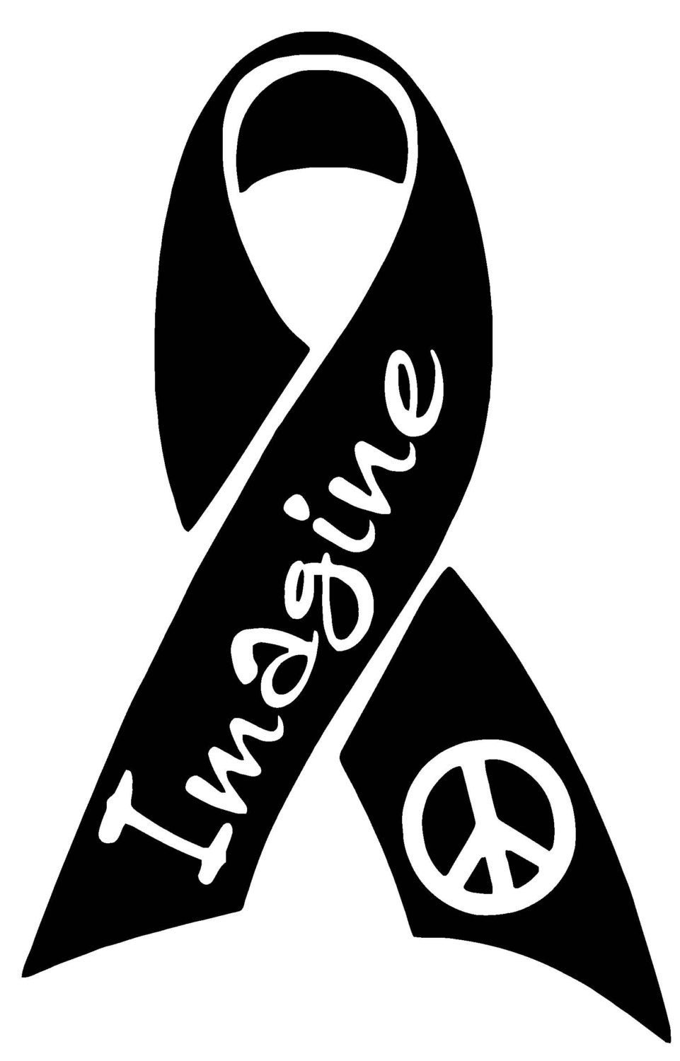 Imagine Peace Ribbon Vinyl Decal T70