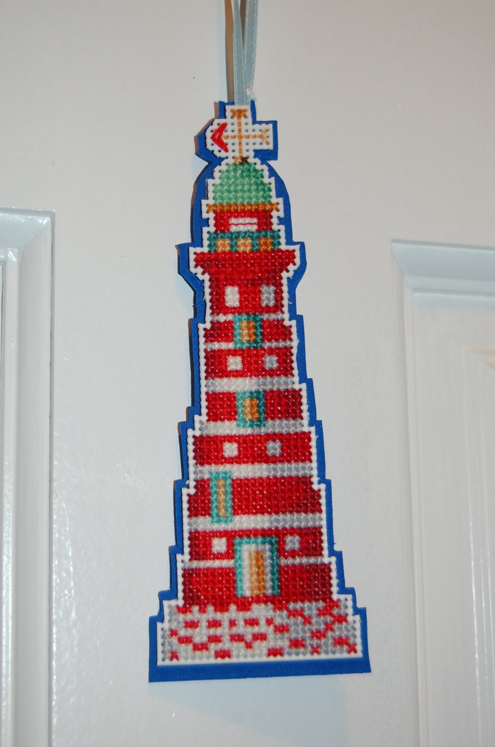 Cross Stitch Lighthouse Ornament 6