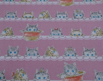 1M Japanese cotton fabric Cat printed one yard