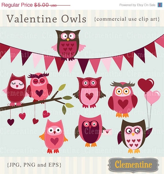 35% OFF SALE Valentine clip art images, owl clip art, commercial use clip art- Instant Download Il_570xn