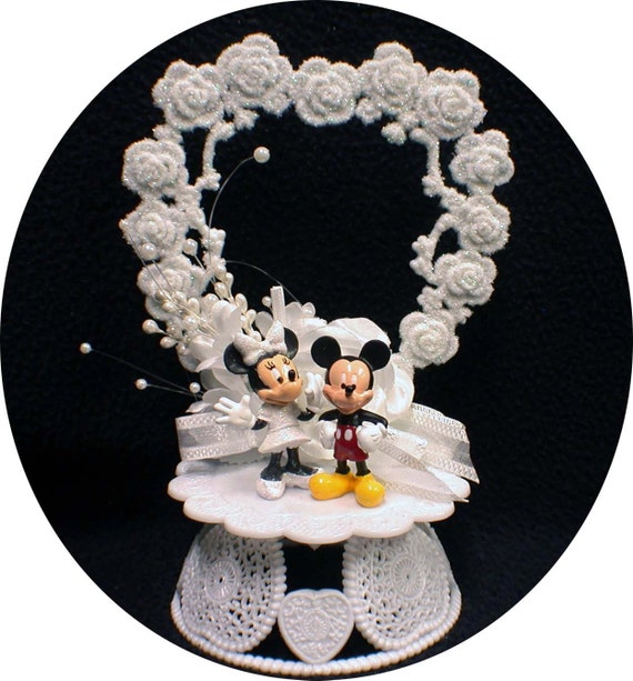 Funny Mickey  Mouse  and Minnie Wedding  Cake  Topper Disney Top