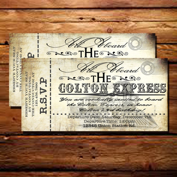 Printable Vintage Train Ticket by Thelittlehippydippy on Etsy