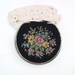 Vintage Loose Powder Compact Floral Needlepoint Petit Point Compact Purse MIrror Black Yellow Pink