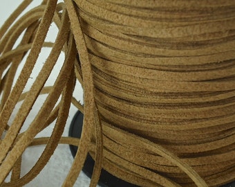 6yds Faux Suede leather Micro Fiber Jewelry Cord Faux leather Natural Brown Lace 3mm x 1.5mm String Material