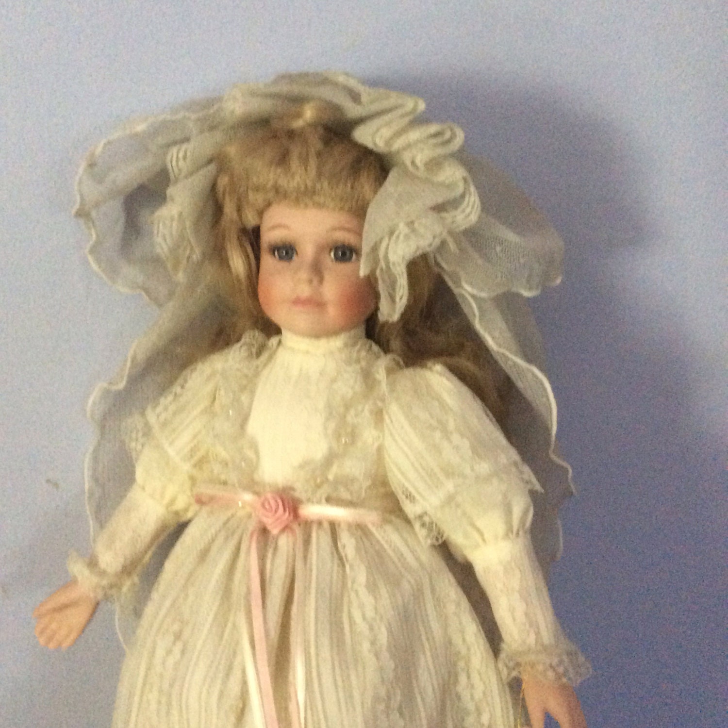 Collectible wedding doll with stand vintage Porcelain by EMTWTT