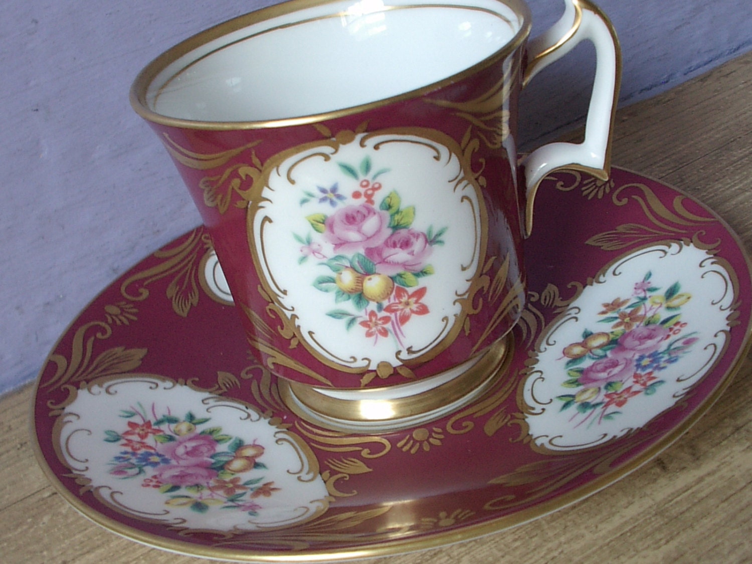 Antique Royal Chelsea tea cup set red tea cup and by ShoponSherman