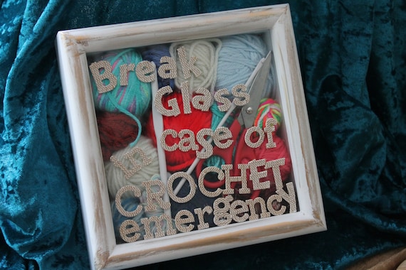 In case of crochet emergency shadow box