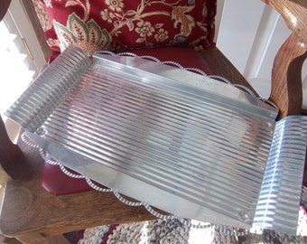 Vintage Aluminum Serving Tray with Scalloped Edge