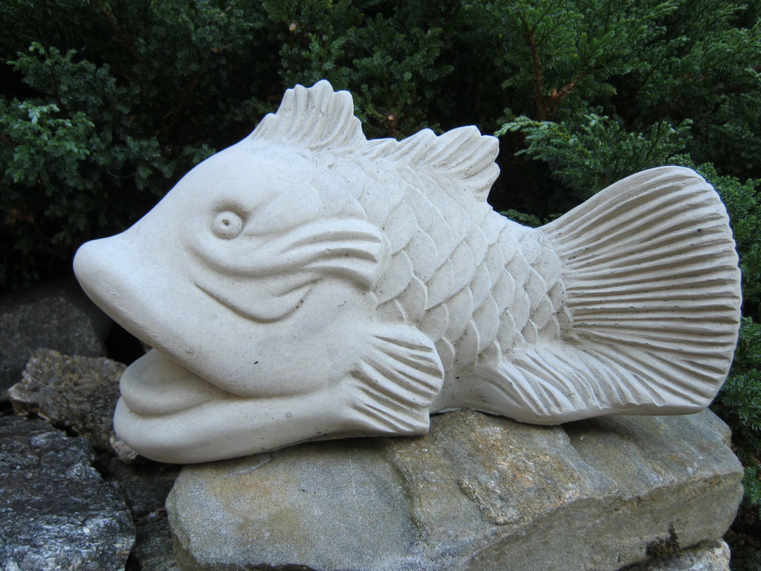 Koi Fish Statue Good Fortune Symbol Feng Shui Cement Figure