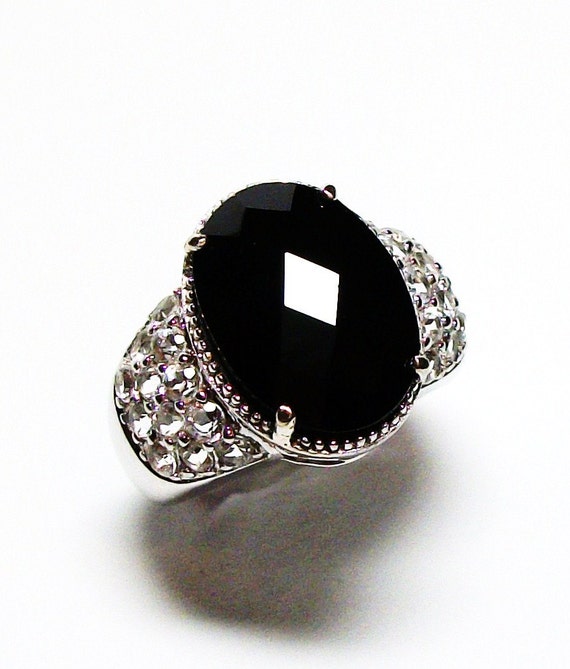 Black spinel ring black cocktail ring black by Michaelangelas