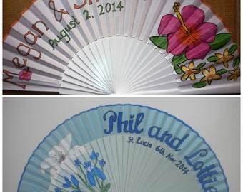 WEDDING Hand Fan Bridal Alternative Bouquet SIZE OPTIONS Any Color Fan any Flower Wooden Handheld Folding Made to order