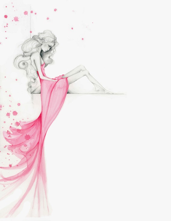  Watercolor  Fashion  Illustration of a Girl Fine by 