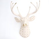 Faux Taxidermy - Ivory and Gold Dot Deer Head - Wall Mount D6253