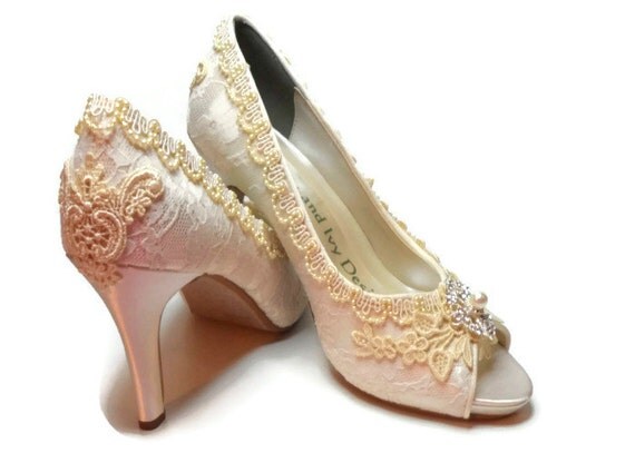 Lace Wedding Couture Bridal Shoes Bride's by lambsandivydesigns