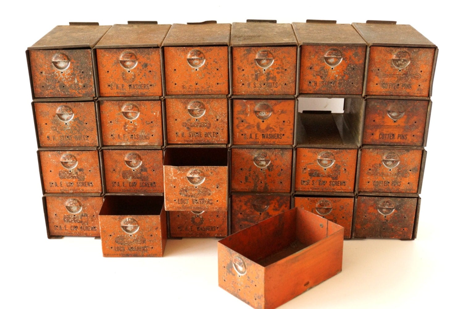 Vintage Dorman Parts Drawer Hardware Bin with 24 Drawers in