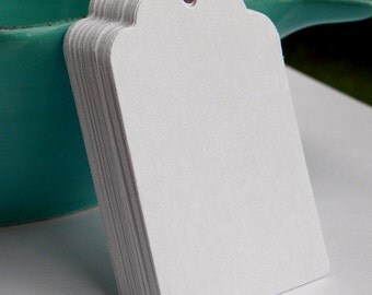 150 Paper Tags in white card stock - gift tags - wedding favor tags - merchandise tags - blank tags